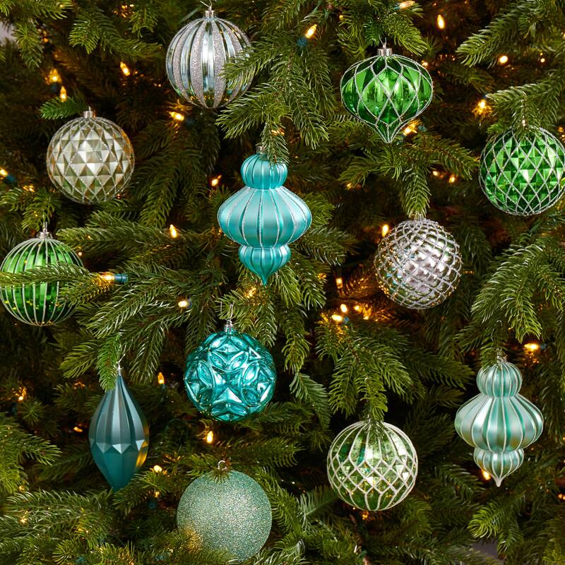 Holiday Lux Shatterproof, 12 Count Christmas Tree Ornament Set, 100mm