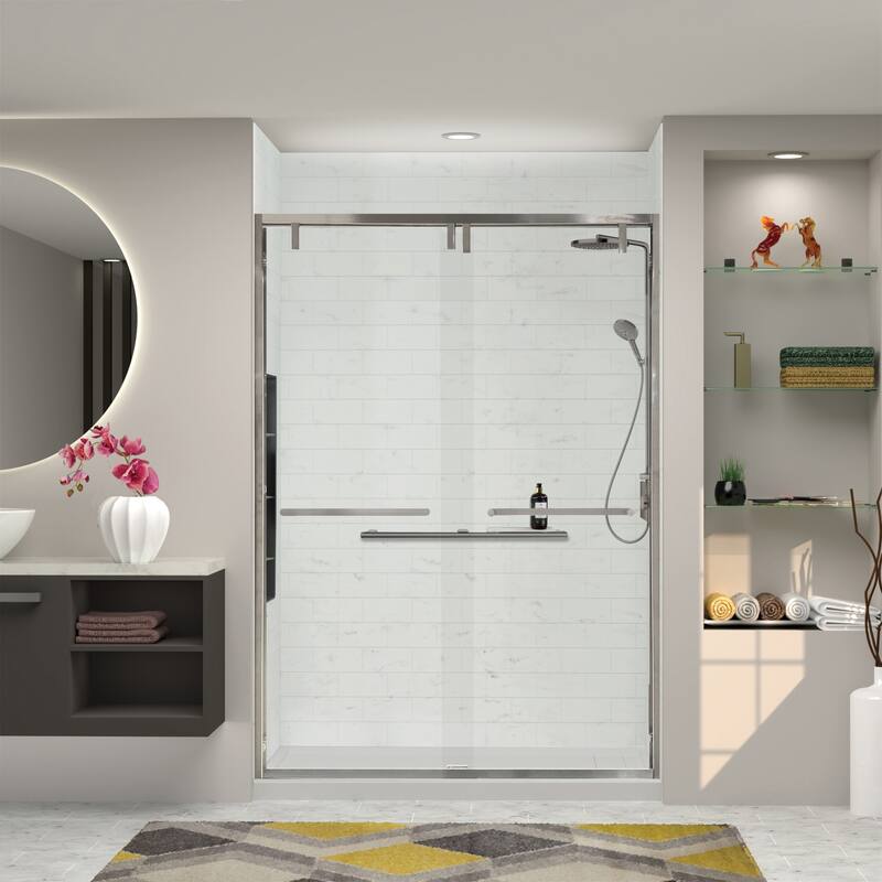 Transolid EBPT608010L-R 80" High x 60" Wide Bypass Frameless Shower