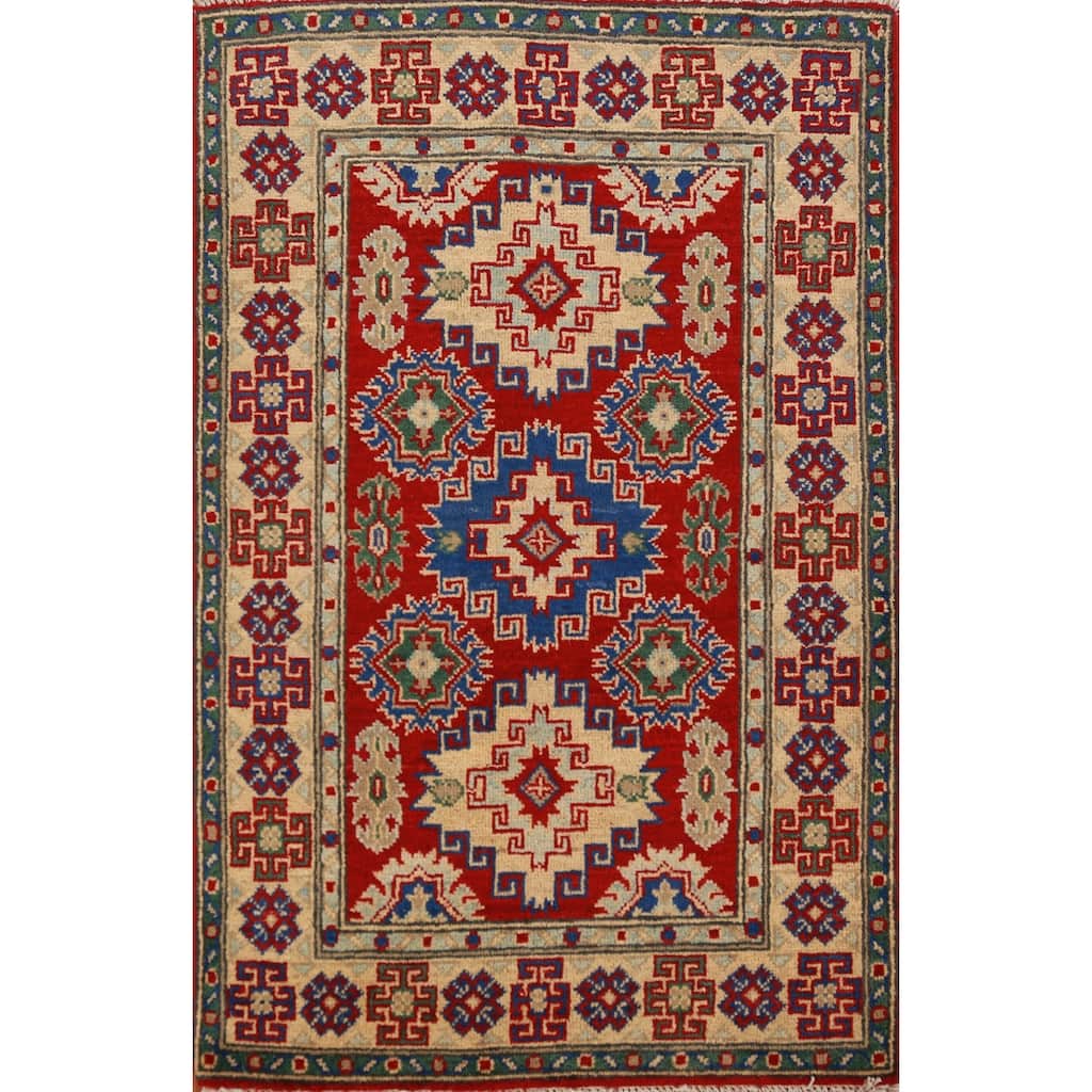 Red Kazak Foyer Rug Oriental Handmade Wool Carpet - 2'7"x 4'0"
