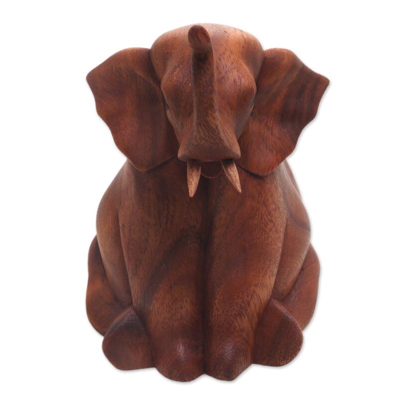 Novica Handmade Elephant Child Wood Sculpture