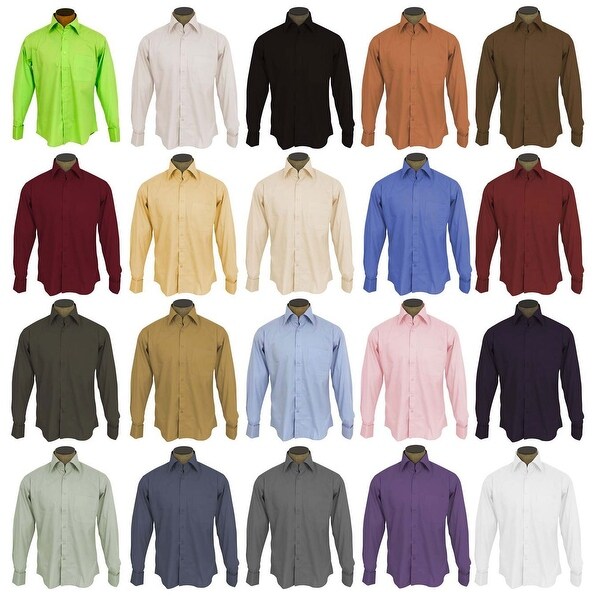 Men's Wrinkle Free Cotton Blend French Cuff Dress Shirts 1. Opens flyout.