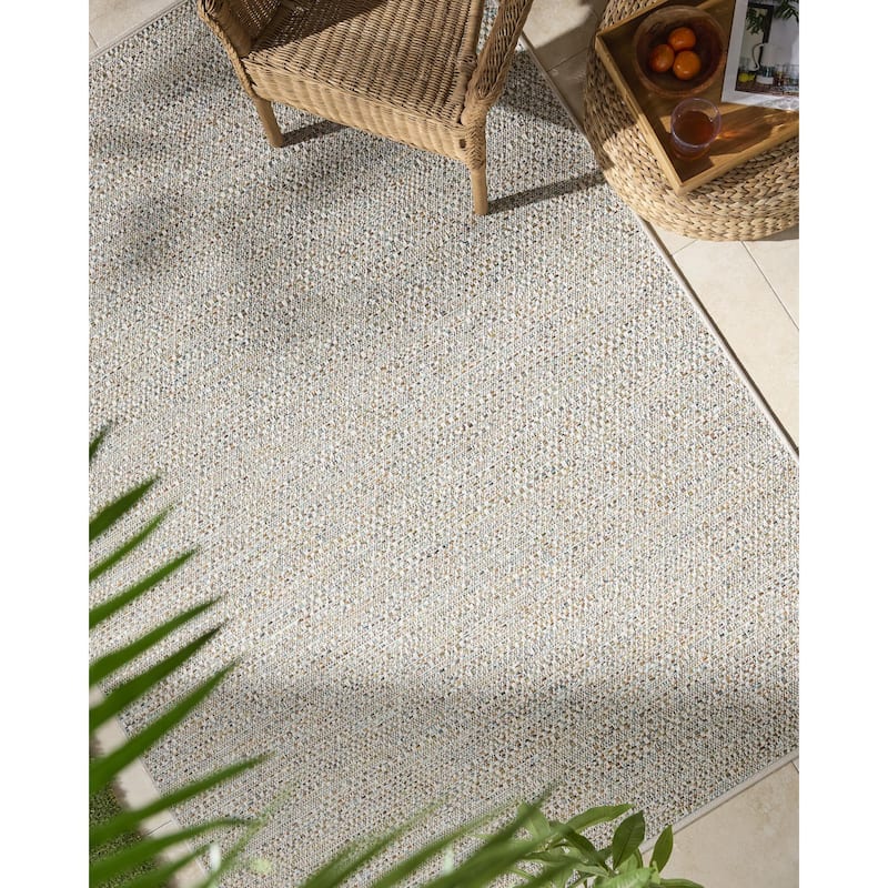Livabliss Crete Cottage Indoor/Outdoor Area Rug - Blue/Multi - 6'3" x 9'