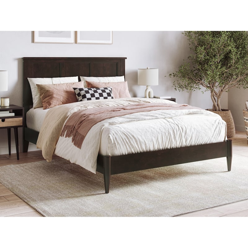 Low Profile Platform Bed - Solid Wood Bed Frame - Full Size Bed - Espresso Finish