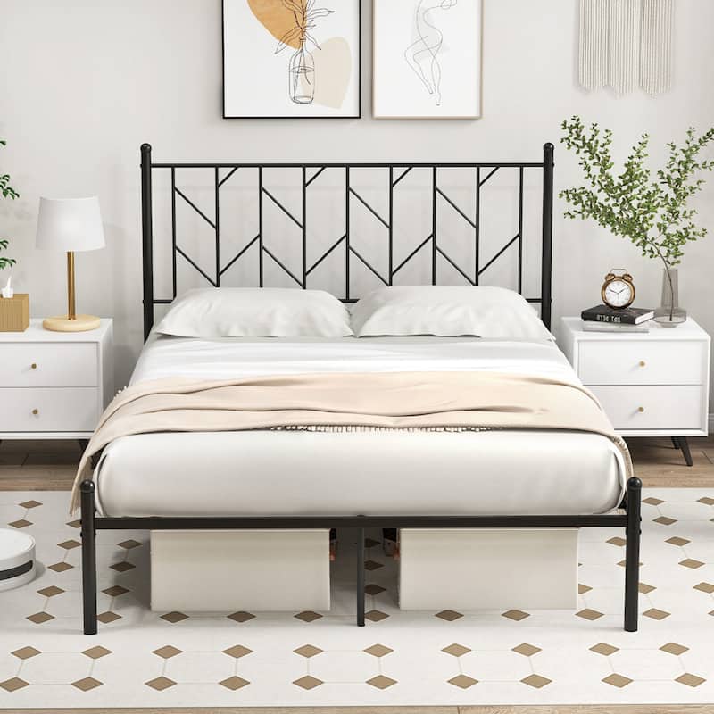 Costway Full/Qween/Twin Size Metal Platform Bed Frame Vintage