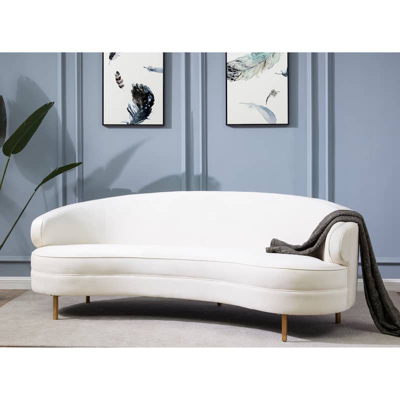 SAFAVIEH Home Primrose Curved Sofa - 89"W x 44"D x 33"H - Creme/Gold