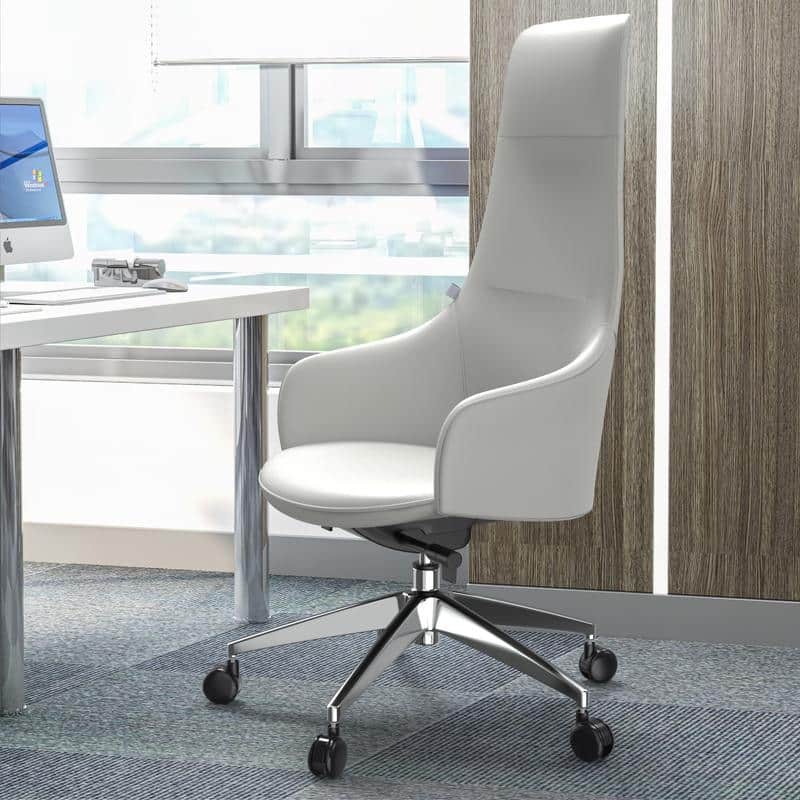 Celeste Ergonomic Adjustable Height Leather Executive Office Chair with Durable Iron Frame, and Swivel for Comfort & Support
