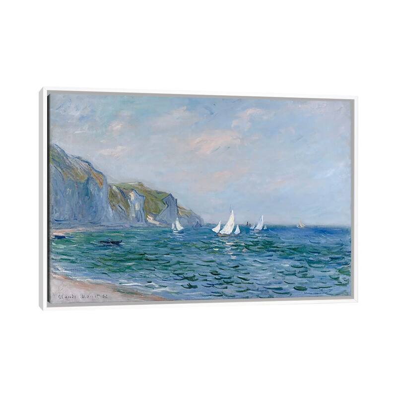 iCanvas "Cliffs and Sailboats at Pourville" by Claude Monet Framed Canvas Print - White - 26x40