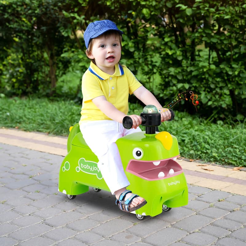 Babyjoy Ride on Toy Baby Dinosaur Sliding Car with4 Universal Casters - See Details