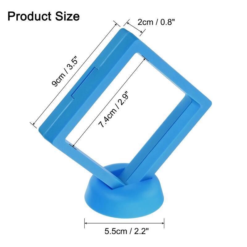 12 Pcs 3D Floating Display Case, Display Holder PE Jewelry Storage Box - Sapphire Blue - 3.54 x 3.54 Inch