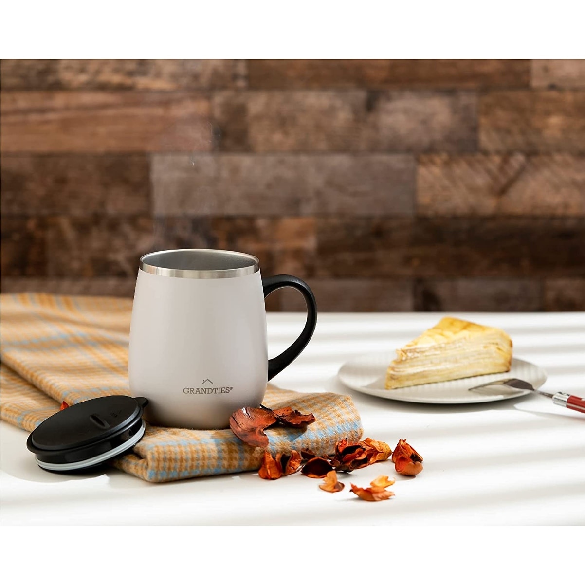 Grandties 16 oz Wine-Glass Shape Insulated Coffee Mug with Handle - Stone  Grey - On Sale - Bed Bath & Beyond - 35373665