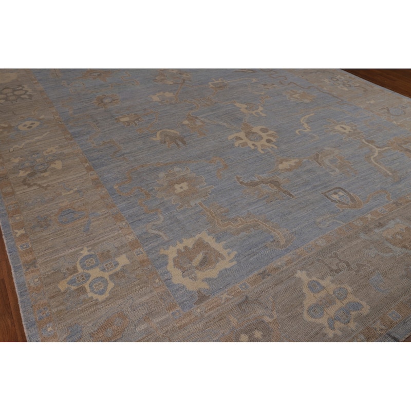 Blues & Grays Oushak Turkish Large Rug Handmade Wool Carpet - 10'1"x 13'11"