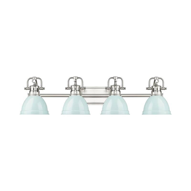 Yep by Golden Lighting Duncan 4-light Vanity in Pewter and Seafoam shade