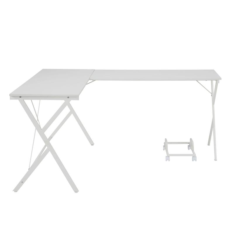 L Shaped Wood Computer Desk with Computer CPU Holder
