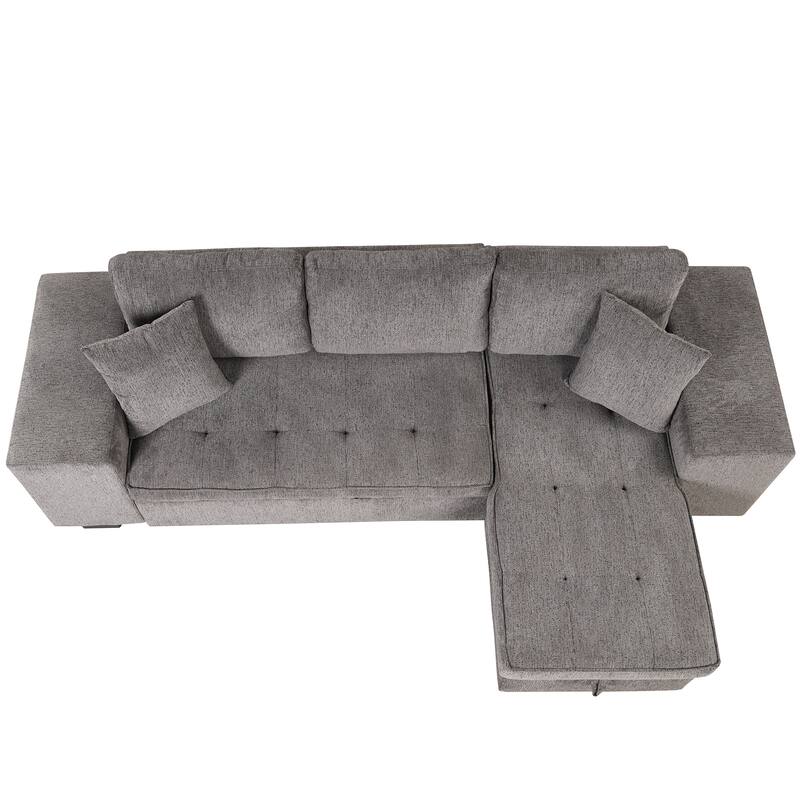 104.5" Charcoal L-Shaped 3-Seater Sofa