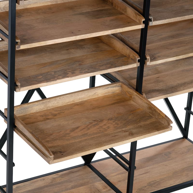 81 in. Brown Solid Wood 12 Shelf Bookcase