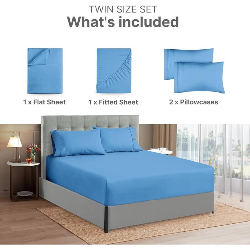 CGK Linens 6 Piece Extra Deep Pocket Microfiber Hotel Luxury Bed Sheets Set