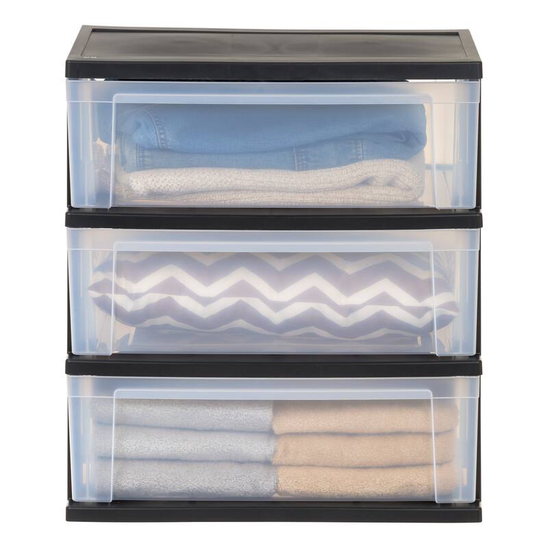 IRIS USA® Nesting Stacking Wide Chest 29 Qt - Black - Set of 2