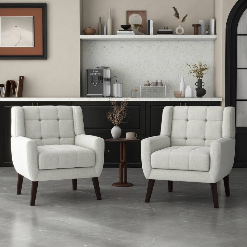 Set of 2 Tufted Upholstered Accent Armchair