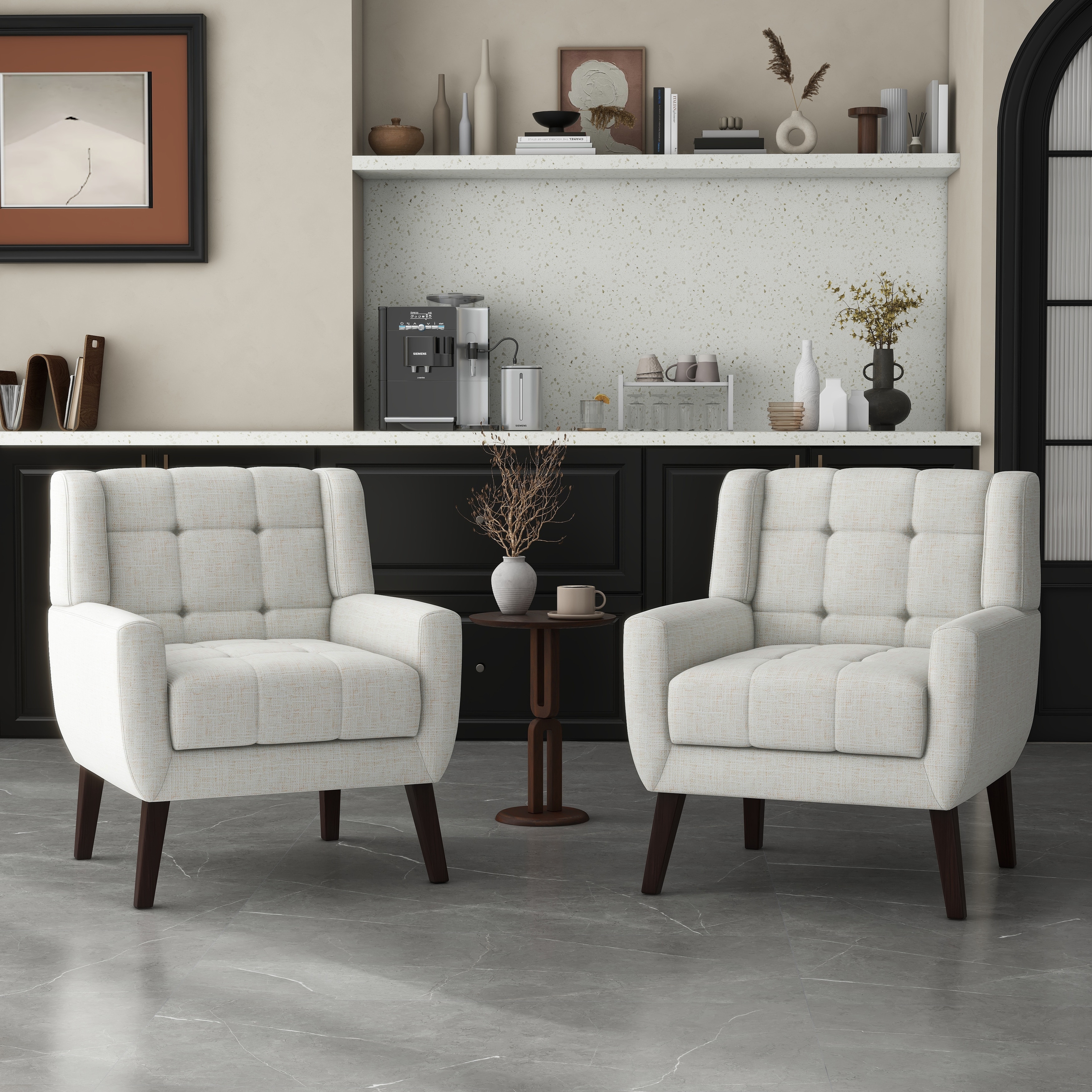Set of 2 Tufted Upholstered Accent Armchair