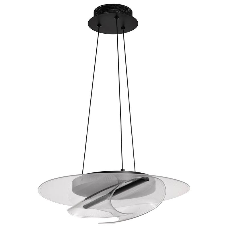 Geneva 18 Inch LED Pendant Matte Black Silk Screened Acrylic Lens - Matte Black - Matte Black