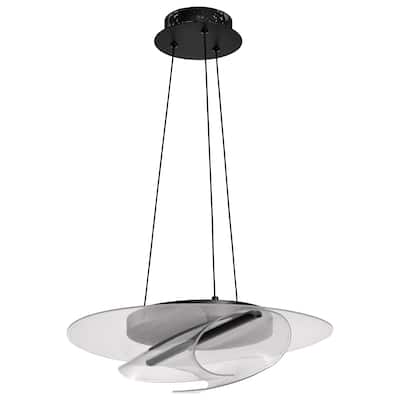 Geneva 18 Inch LED Pendant Matte Black Silk Screened Acrylic Lens - Matte Black