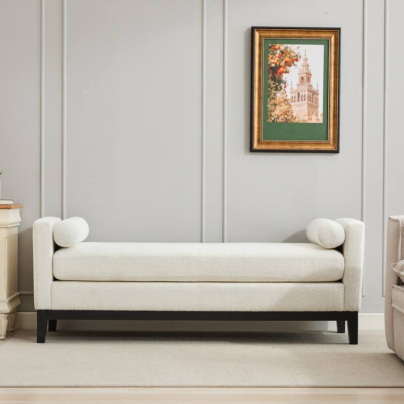 Homy Casa Upholstered Bench with Pillows, Wooden, Entry Living