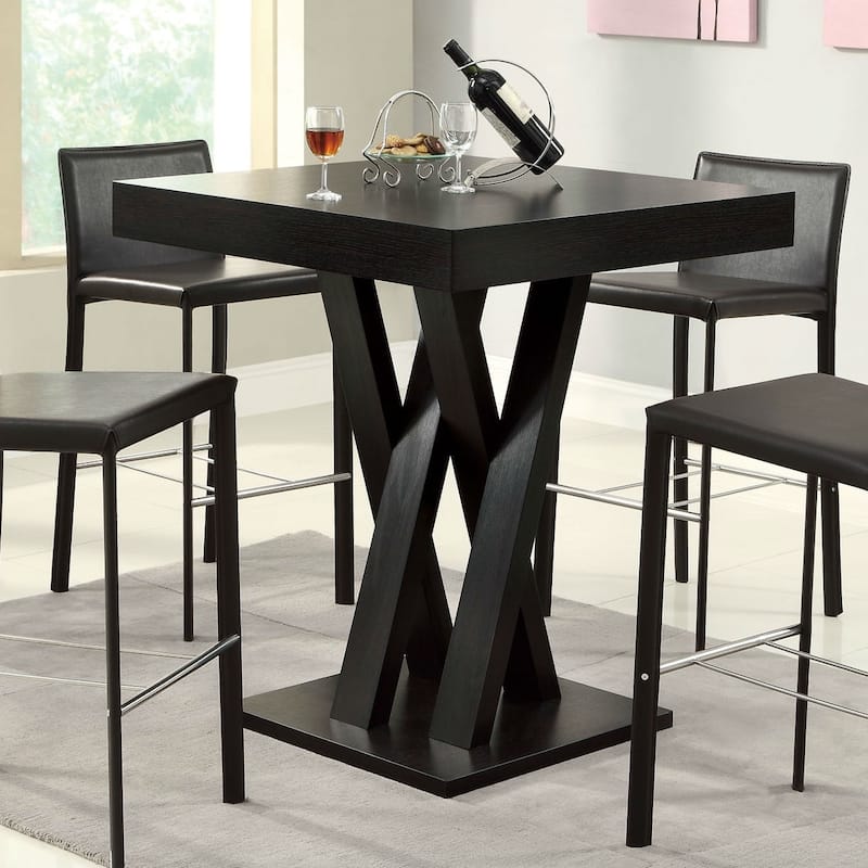 Modern 40-inch High Square Dining Table in Dark Cappuccino Finish - 40" H x 35.5" L x 35.5" W