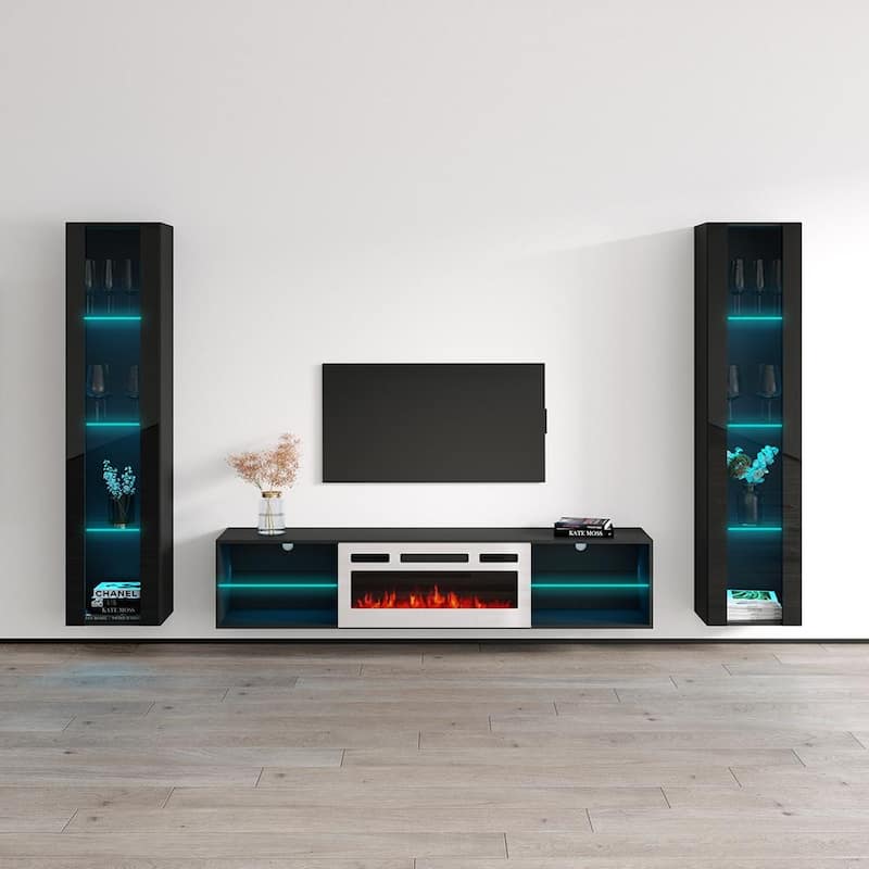 Lima WH-EF Floating Fireplace Entertainment Center - 41 - Black