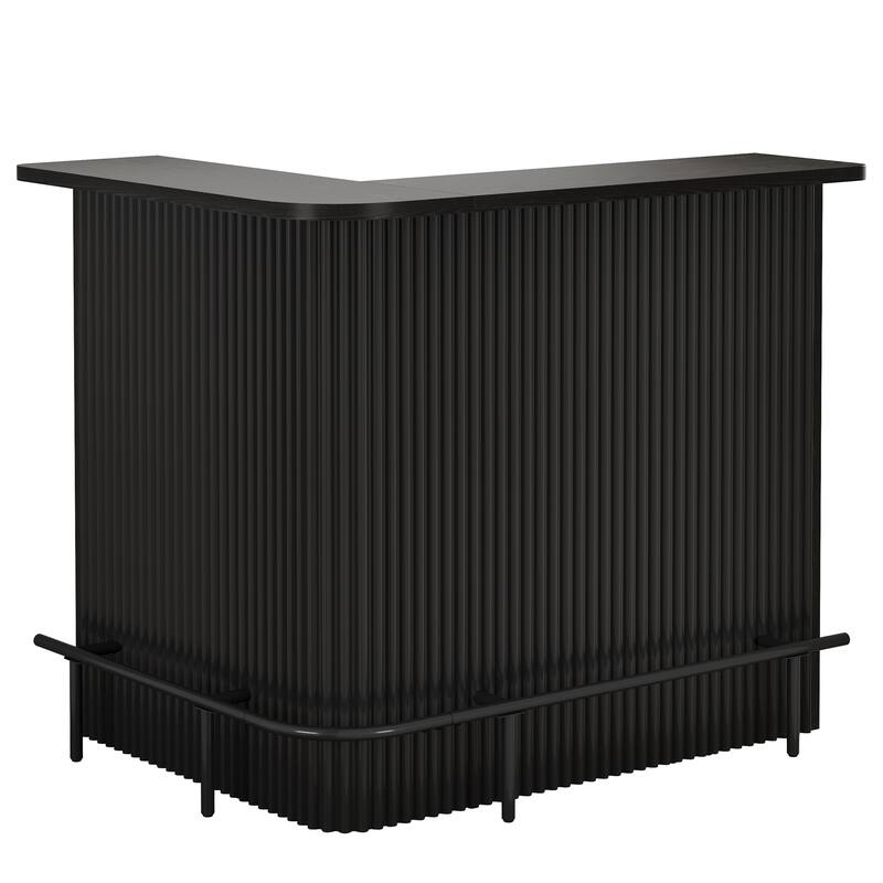 Bar Table, Home Bar Unit with Footrest, Counter Height Pub Table with Storage Shelves for Basement, Living Room, Dining Room