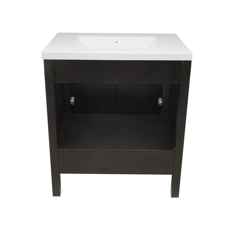 Nevado 37" Bathroom Vanity with Cultured Marble Vanity Top Sink in White with White Basin