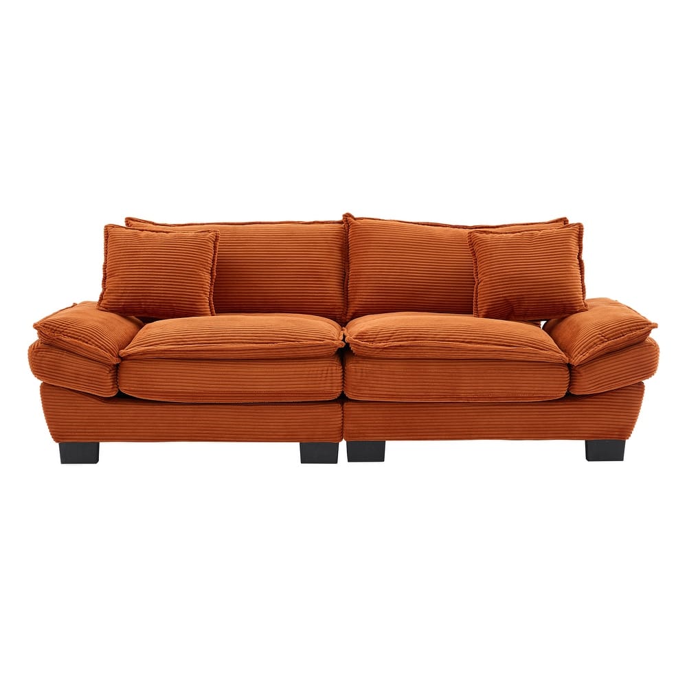 Corduroy Upholstered Loveseat Sofa, 2 Seater Sofa with Pillows, Deep Seat Sectional Sofa with Removable Cushions