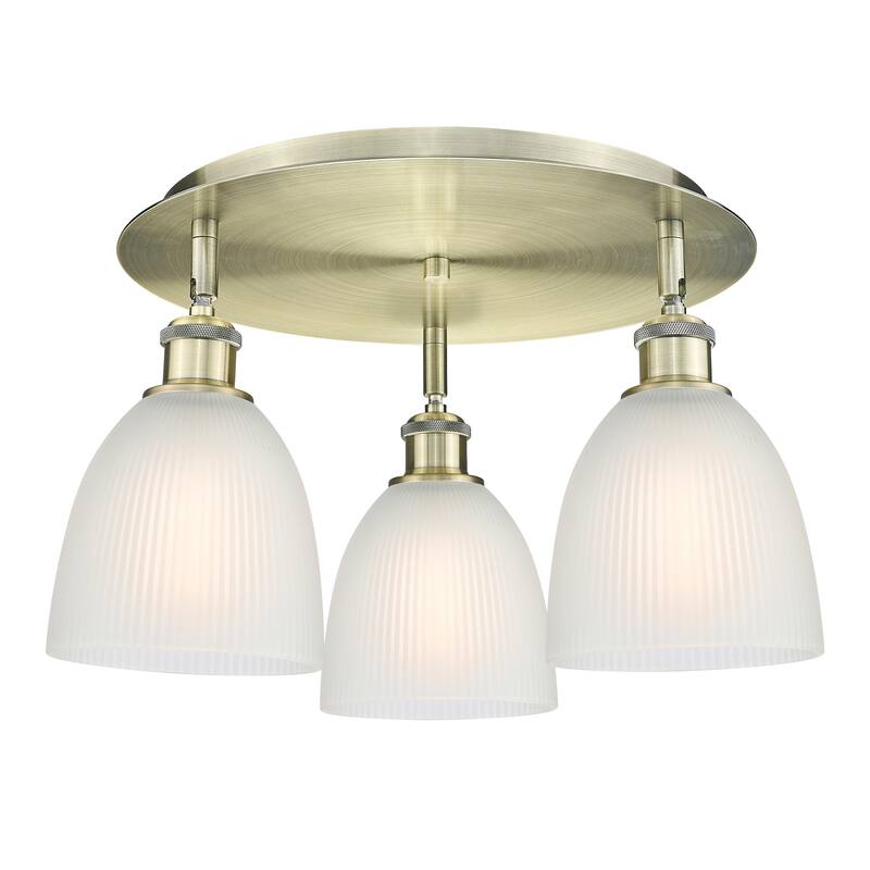 Innovations Lighting Castile - 3 Light 18" Flush Mount - Antique Brass/White