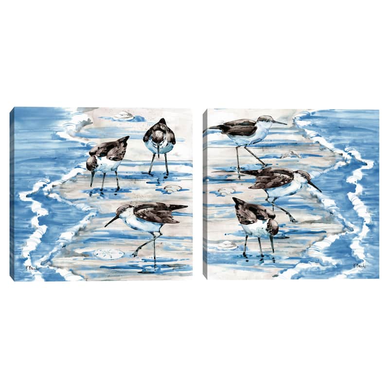 Rockhampton Sandpipers I Light, Rockhampton Sandpipers II Light by Paul Brent Canvas Art Prints