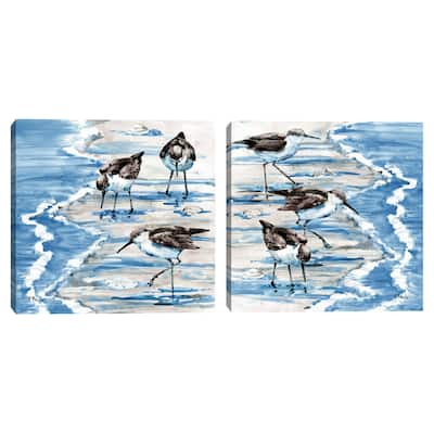 Rockhampton Sandpipers I Light, Rockhampton Sandpipers II Light by Paul Brent Canvas Art Prints