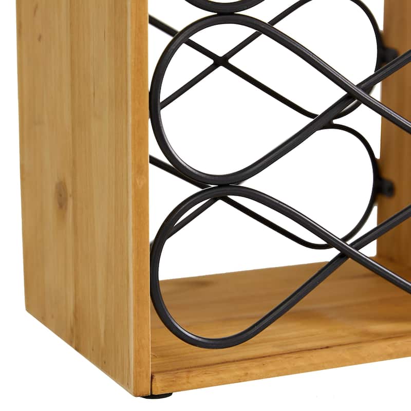 Wood Wine Rack - Brown - Roche River Decor - 8"W x 11"L x 15"H