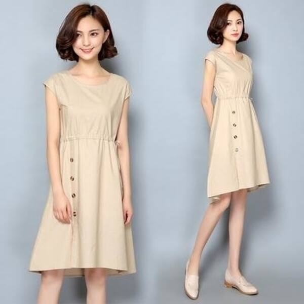 Shop 2017 Fashion Summer Dress Women Casual O Neck Short Sleeve