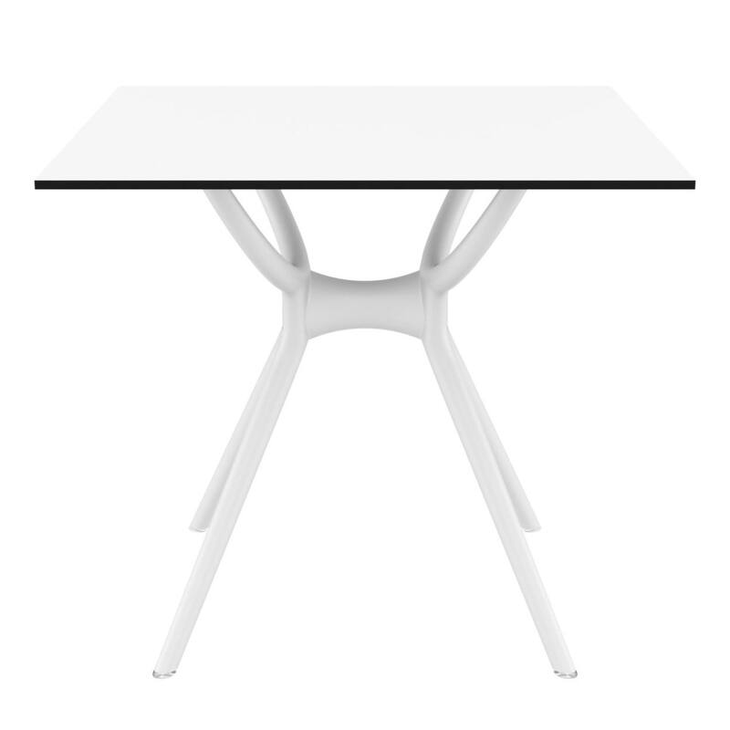 31.5" White Square Laminated Top Outdoor Patio Dining Table