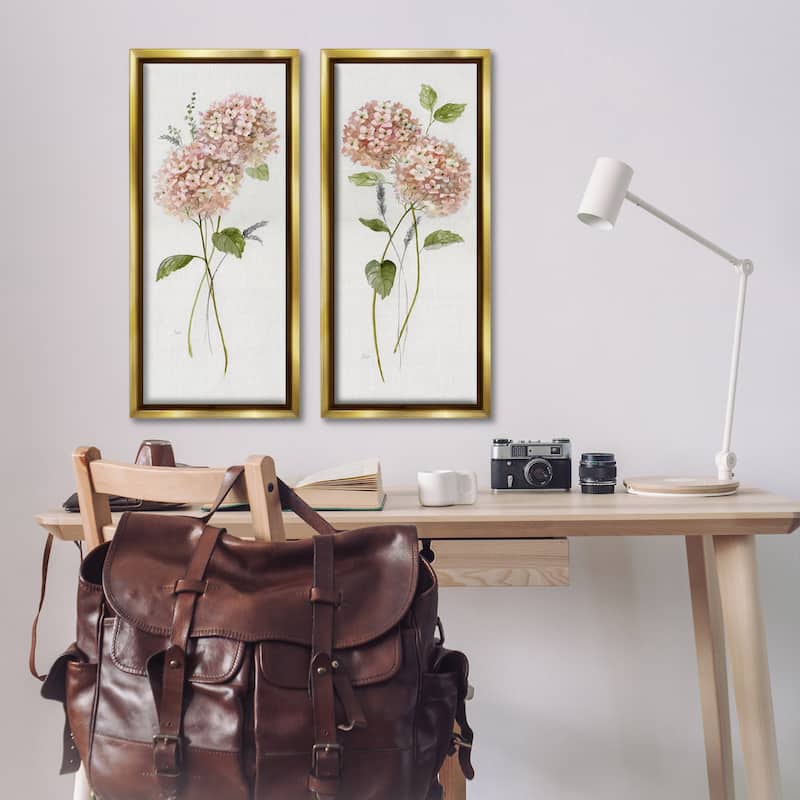 Stupell Pink Hydrangea Sprigs Framed Floater Canvas Wall Art Design By Nan (Set of 2)