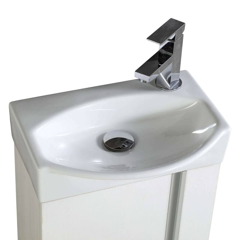 Fine Fixtures Compacto Black Walnut Wall Mount Single Bathroom Vanity with Vitreous China Sink and Mirror