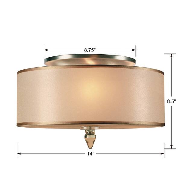 Luxo 3 Light Drum Shade Brass Flush Mount - 14'' W x 8.5'' H