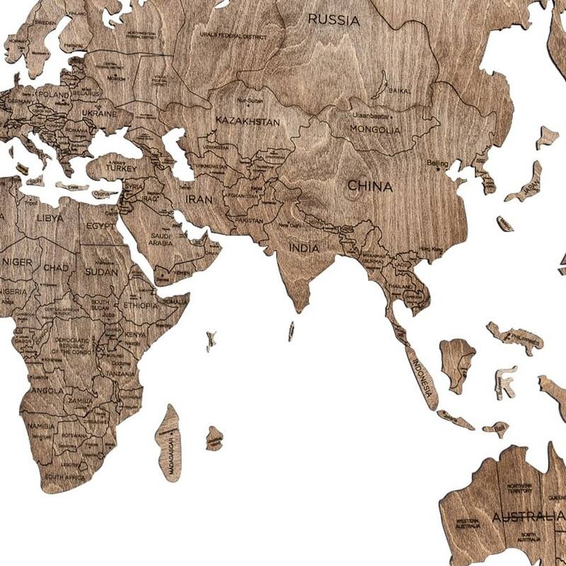 HomeRoots 24" X 39" Brown Wood World Map Hanging Dimensional Sculpture