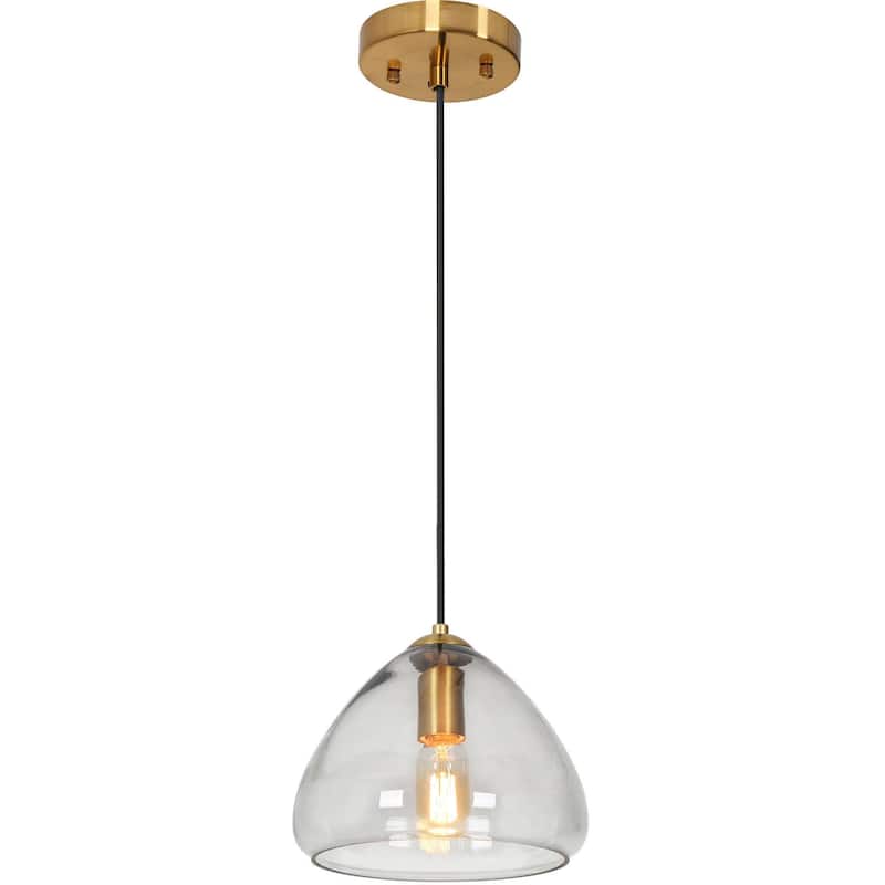 Gloam Modern Single Dome 1-Light Smoked Gray Glass Kitchen Island Art Deco Pendant - D9.8"* H8.3"