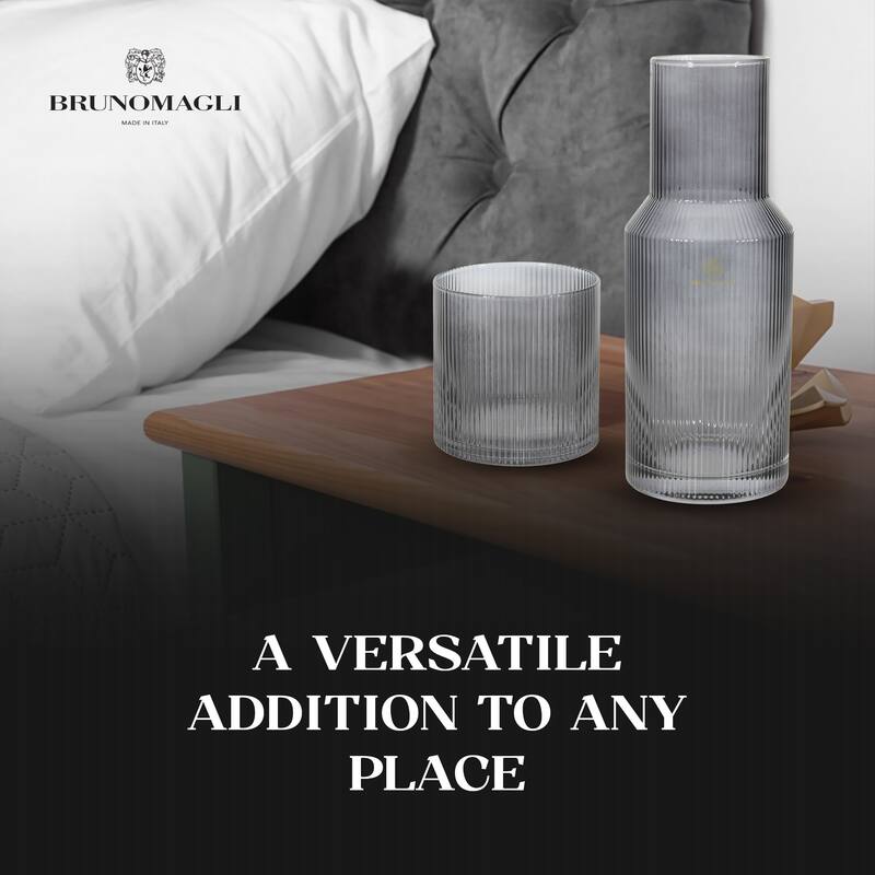 Bruno Magli Ribbed Carafe with Tumbler Lid - 28 oz