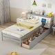 preview thumbnail 14 of 16, Twin Size Bed Frame with LED Light and Bookcase Headboard