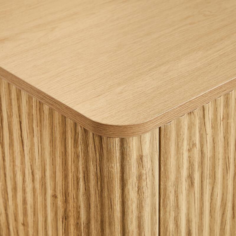 Buffet Cabinet with Wavy Grain Panel, Freestanding Wooden Storage Cabinet, Entryway Table with Adjustable Shelves