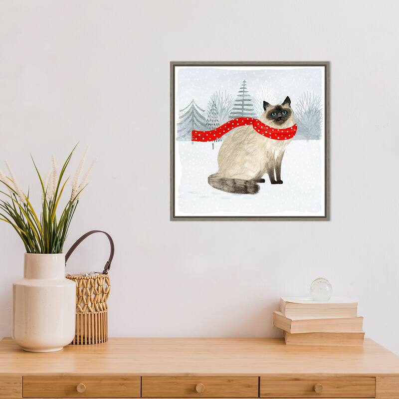 Christmas Cats and Dogs III by Victoria Borges Framed Canvas Art