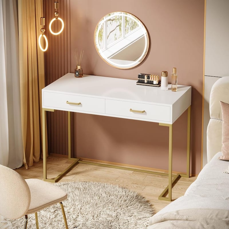 Modern Vanity Desk, Rectangular Makeup Vanity, Dressing Table Dressing Desk Beauty Station