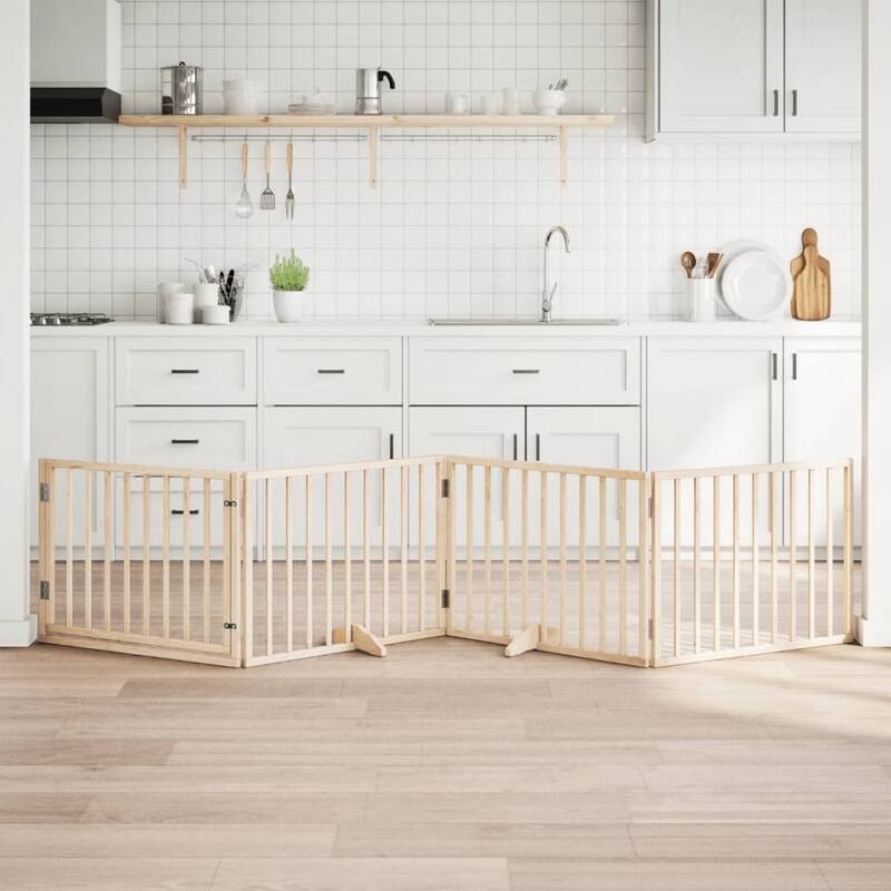 vidaXL Dog Gate Foldable Poplar Wood - Brown(5)