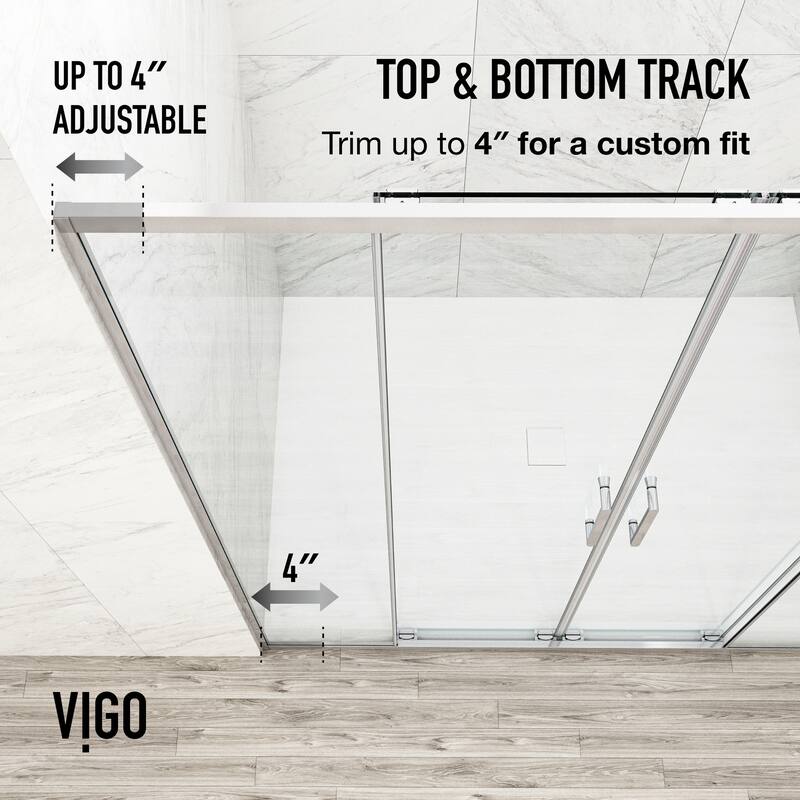 VIGO Paloma 56 to 60 in. W x 74 in. H Semi-Frameless Double-Sliding Shower Door with Clear Tempered Glass