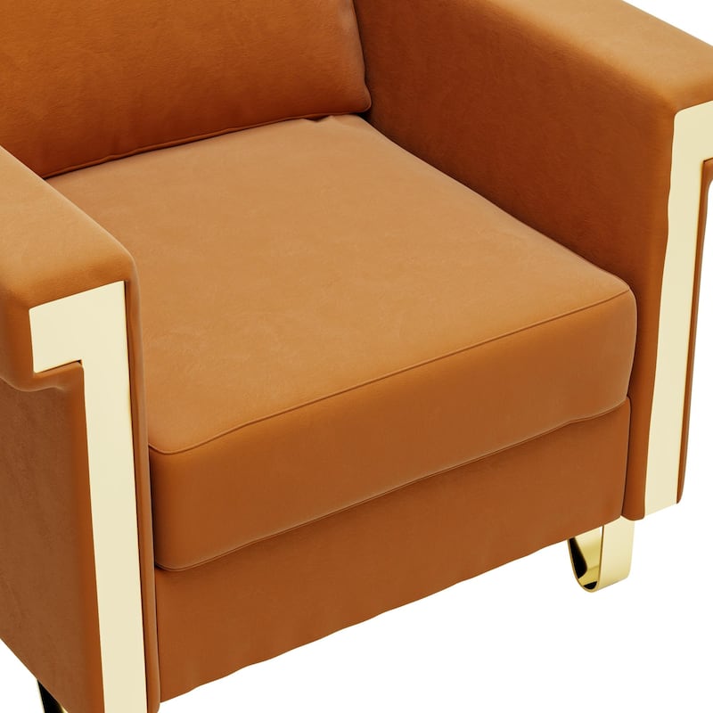 Velvet Accent Chair with Removable Cushions and Metal Legs